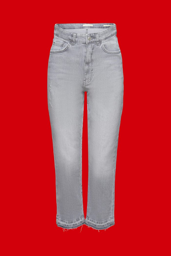 High-rise cropped raw hem jeans, GREY MEDIUM WASHED, detail image number 6