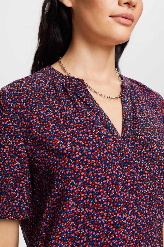 Patterned V-neck blouse, BLACK, detail image number 2