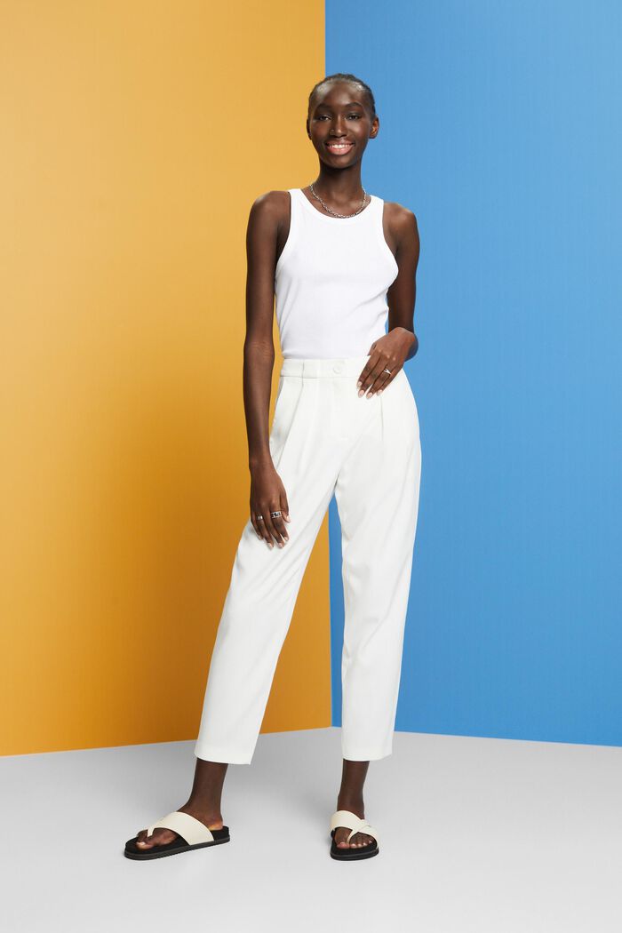 ESPRIT - Spring twill cropped trousers at our online shop