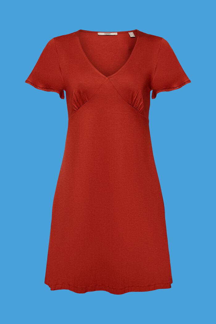 Jersey dress with bell sleeves, TERRACOTTA, detail image number 6