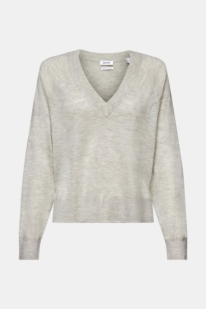 Cashmere V-Neck Sweater, LIGHT GREY, detail image number 6
