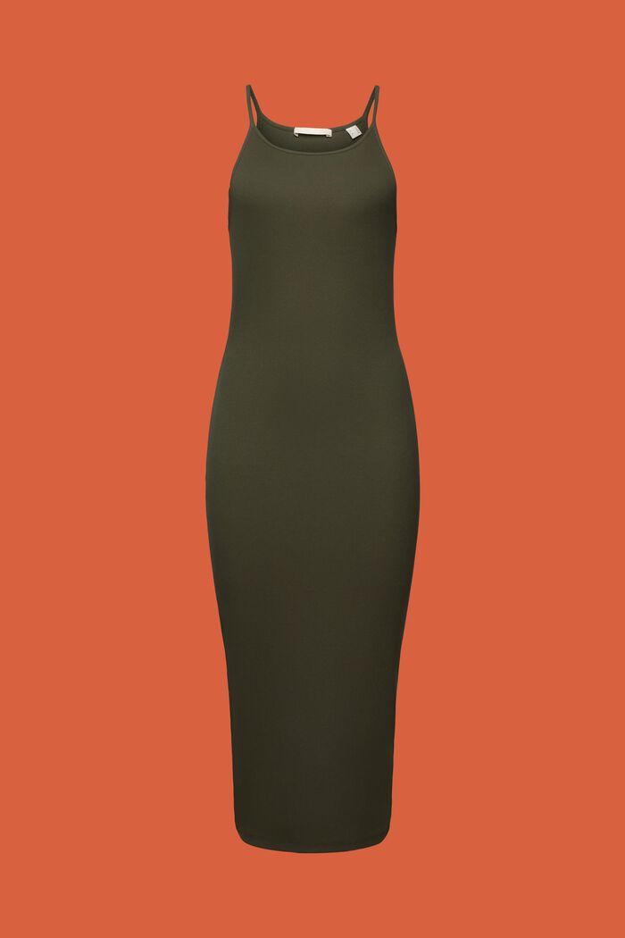 Cotton-Blend Midi Tank Dress, DARK KHAKI, detail image number 6
