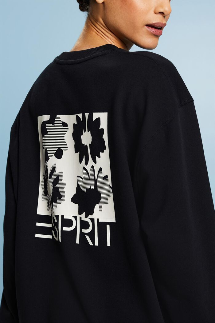 Oversized Print Sweatshirt, BLACK, detail image number 5
