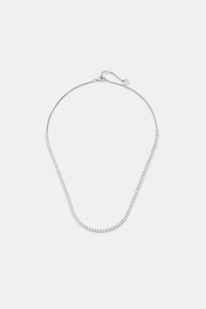 Necklace with zirconia, sterling silver, SILVER, overview