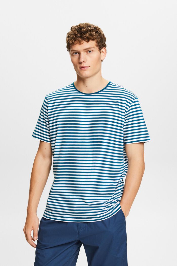 Striped jersey t-shirt, PETROL BLUE, detail image number 0