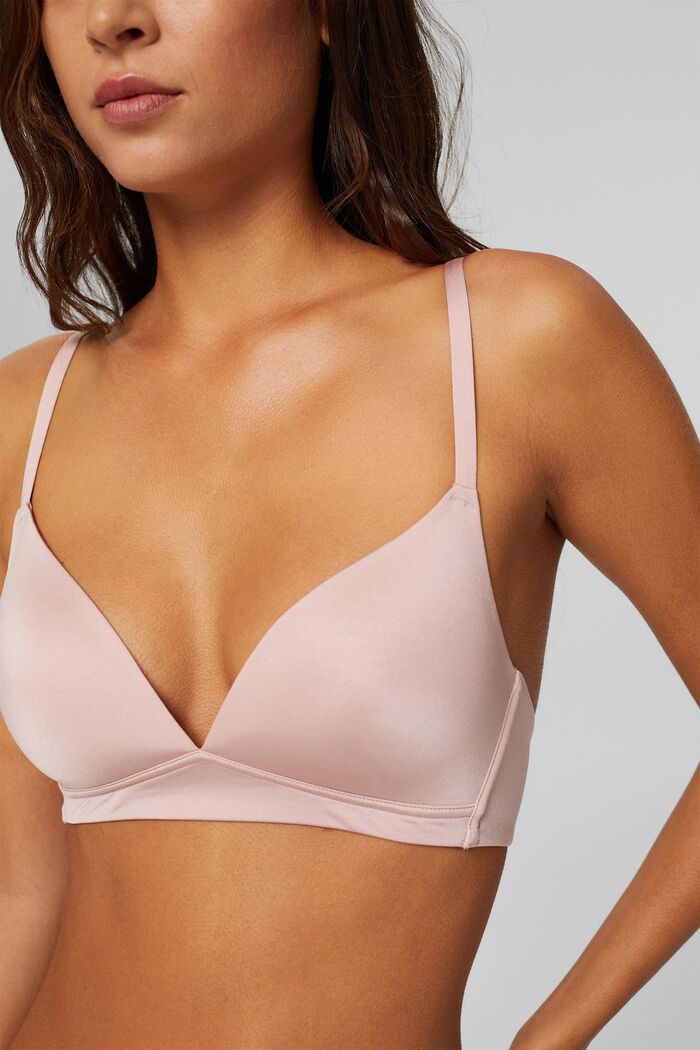 Recycled: padded, non-wired bra, OLD PINK, overview