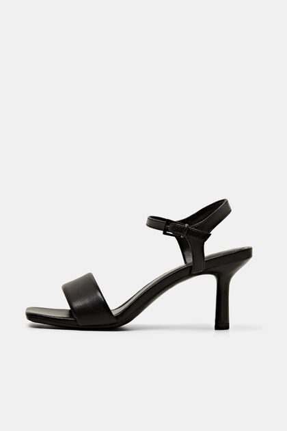 Faux leather square toe sandals with a heel
