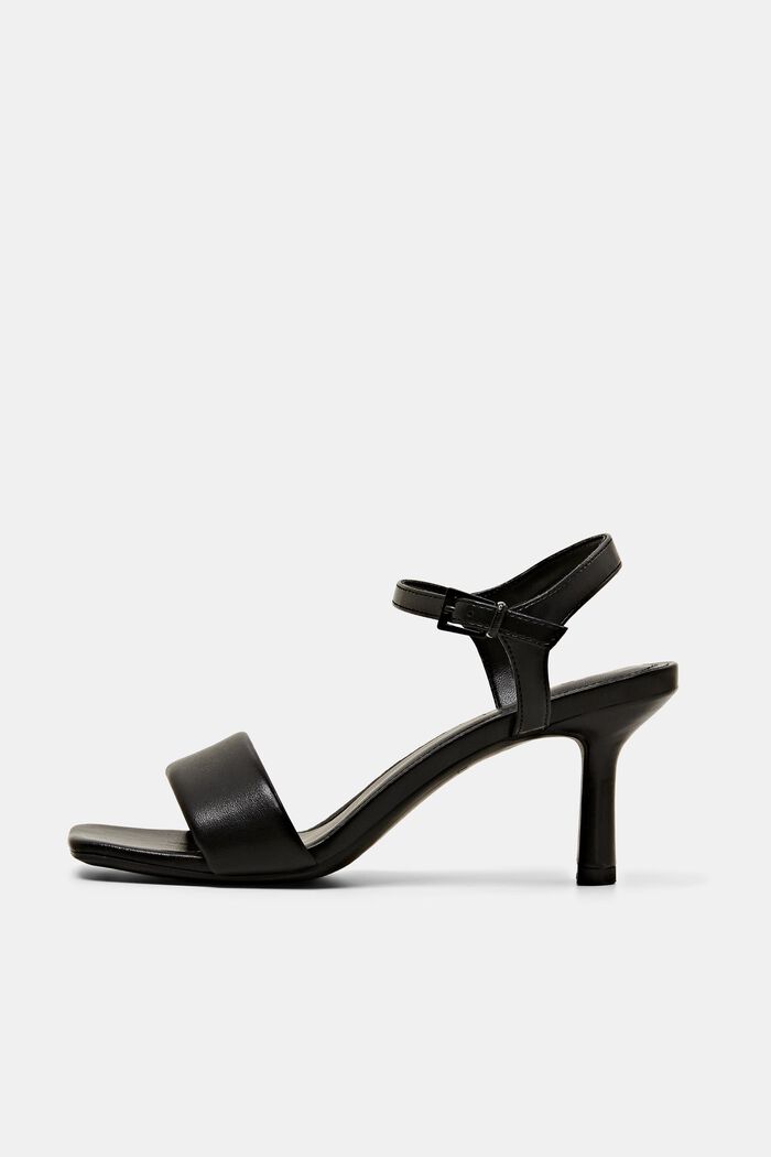 Faux leather square toe sandals with a heel, BLACK, detail image number 0