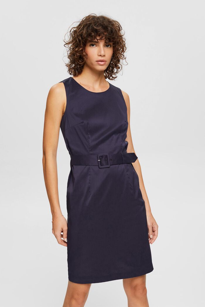 Dress with a fixed cinch belt, NAVY, detail image number 0