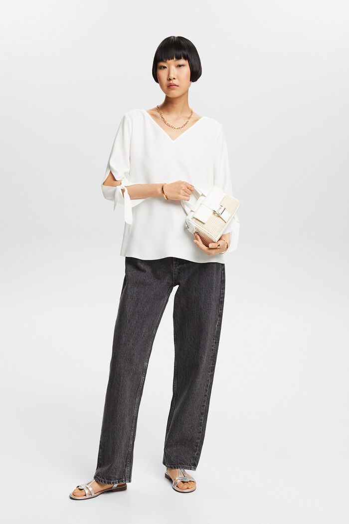 Stretch blouse with open edges, OFF WHITE, detail image number 1
