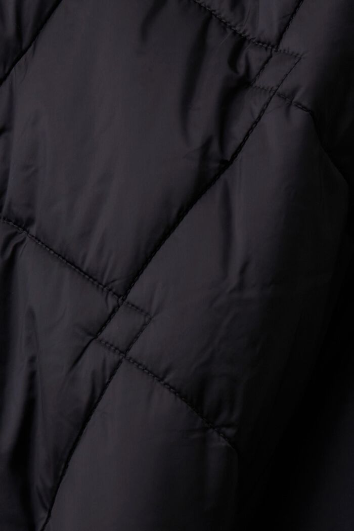 Quilted coat with a hood, BLACK, detail image number 4