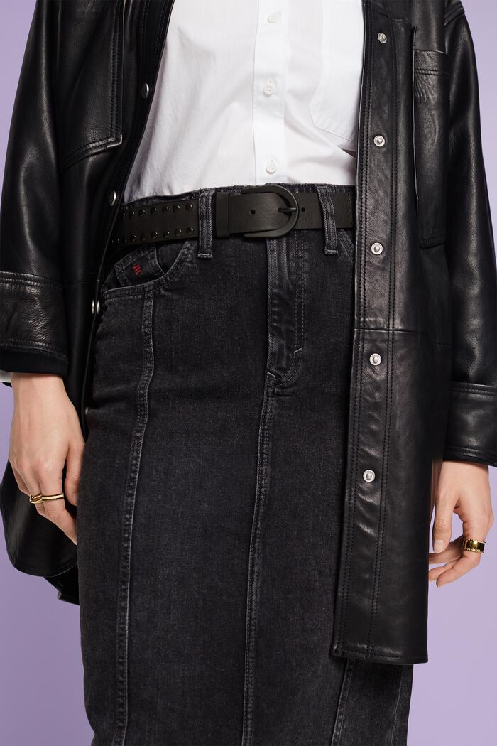 Studded Leather Belt, BLACK, detail image number 2