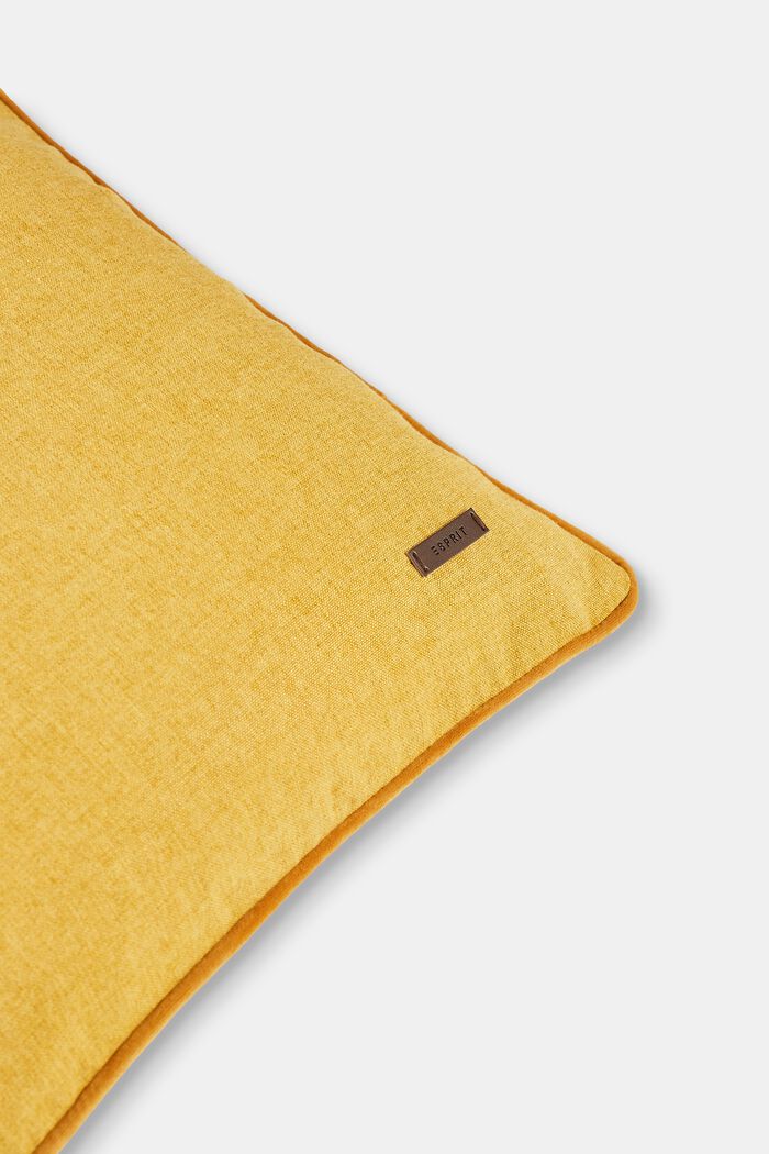 Decorative cushion cover with velvet piping, MUSTARD, detail image number 1