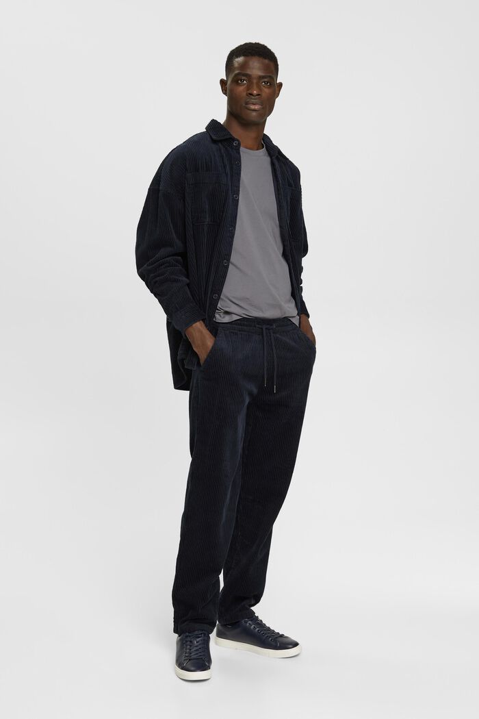 Jogger style corduroy trousers, BLACK, detail image number 1