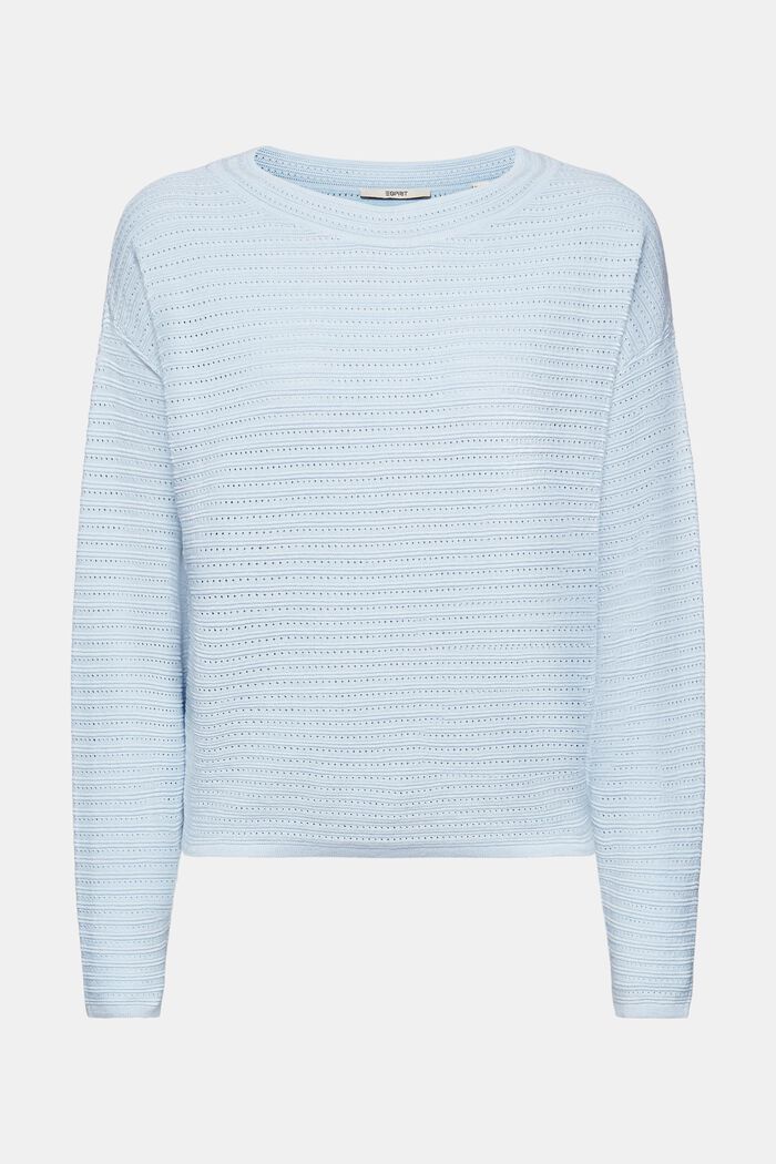Mixed Knit Striped Sweater, PASTEL BLUE, detail image number 6