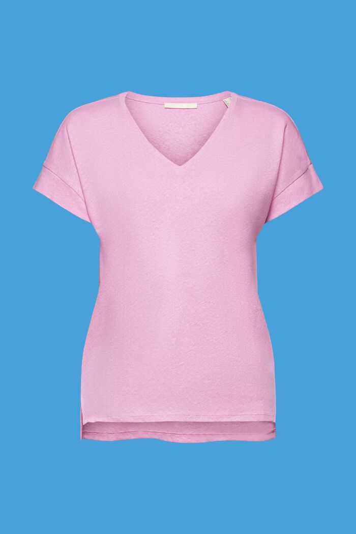 Linen blend: V-neck T-shirt, LILAC, detail image number 7