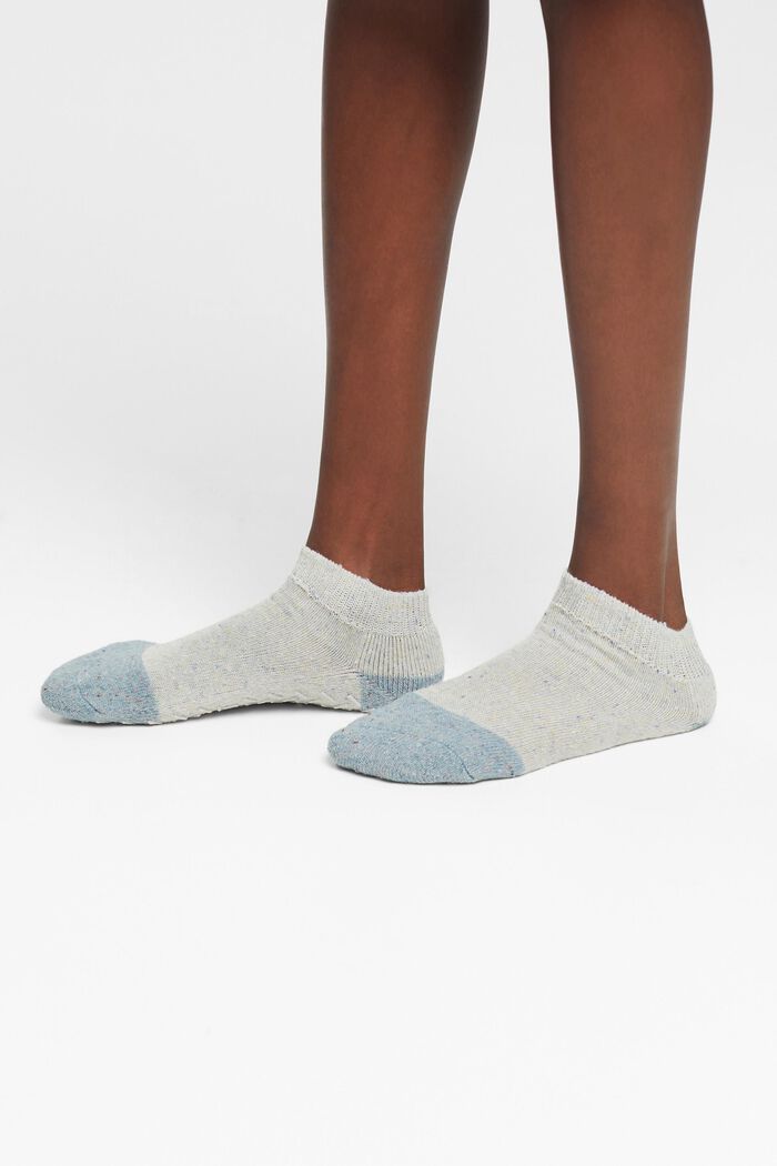 Non-slip short socks, wool blend, CLOUD MELANGE, detail image number 2