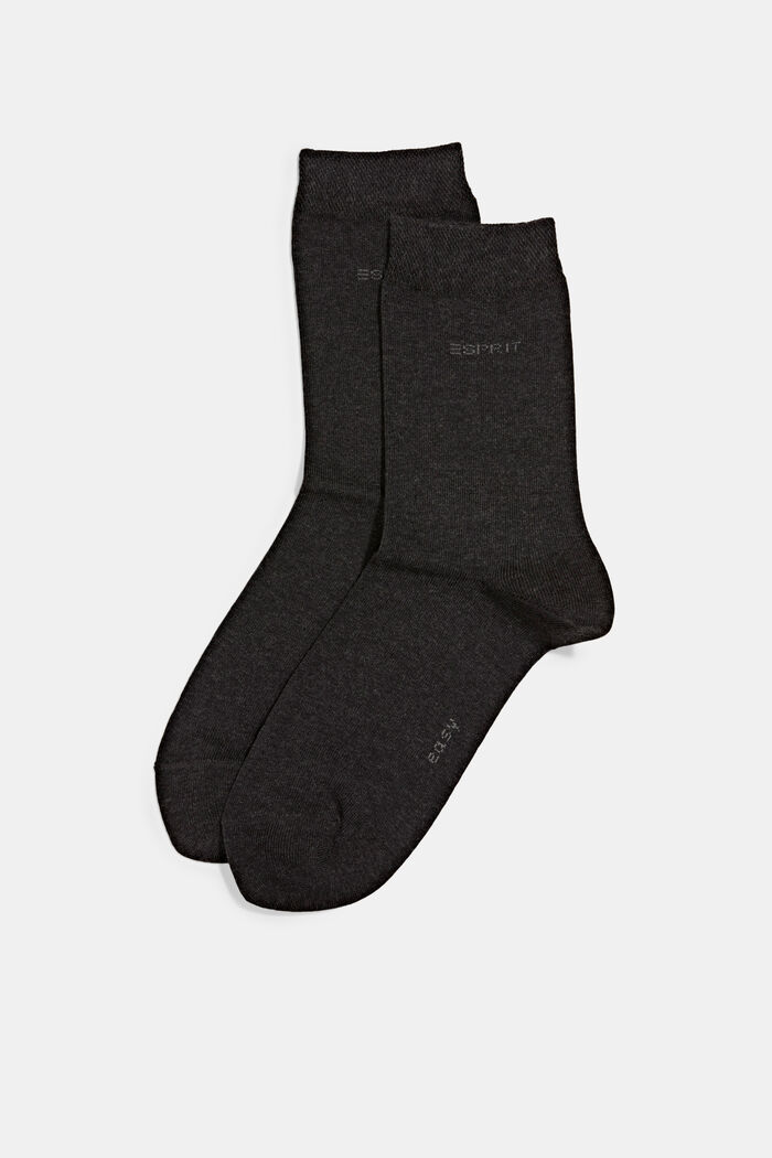 Double pack of socks made of blended organic cotton, ANTHRACITE MELANGE, detail image number 0