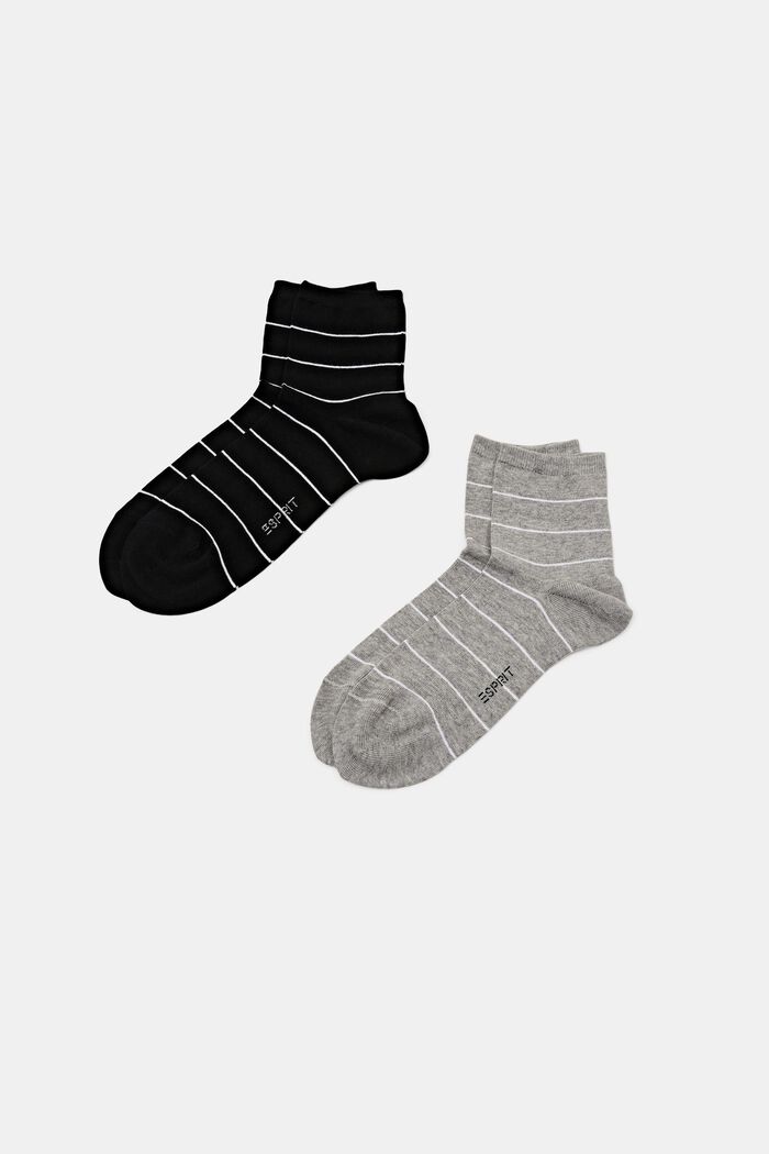 2-Pack Striped Chunky Knit Socks, BLACK/GREY, detail image number 0