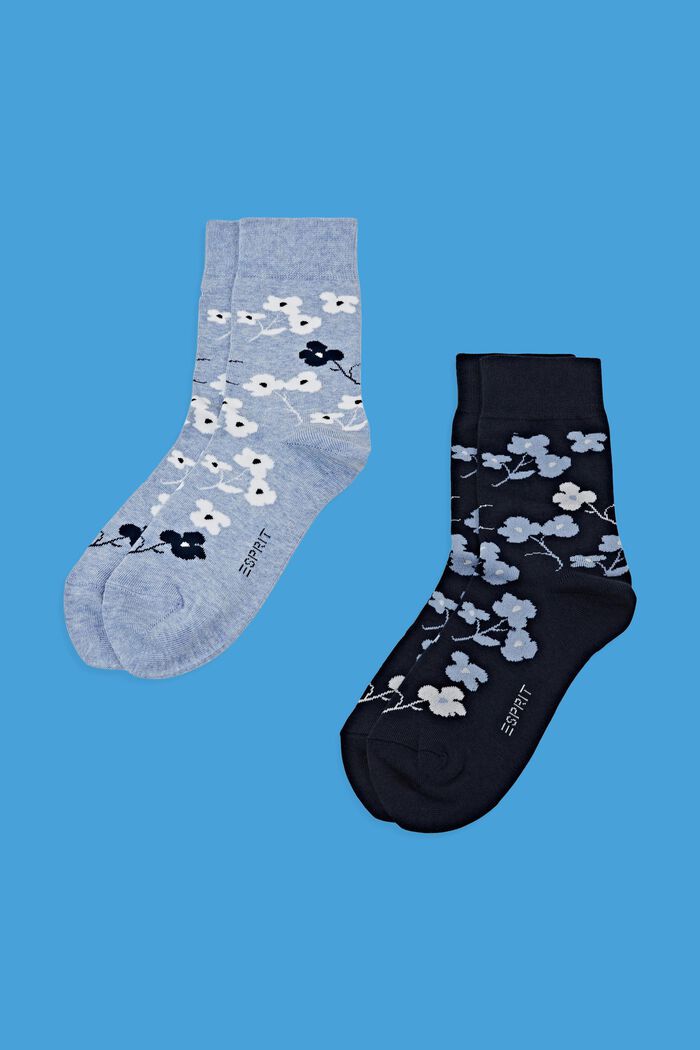 2-Pack Printed Chunky Knit Socks, LIGHT BLUE/NAVY, detail image number 0