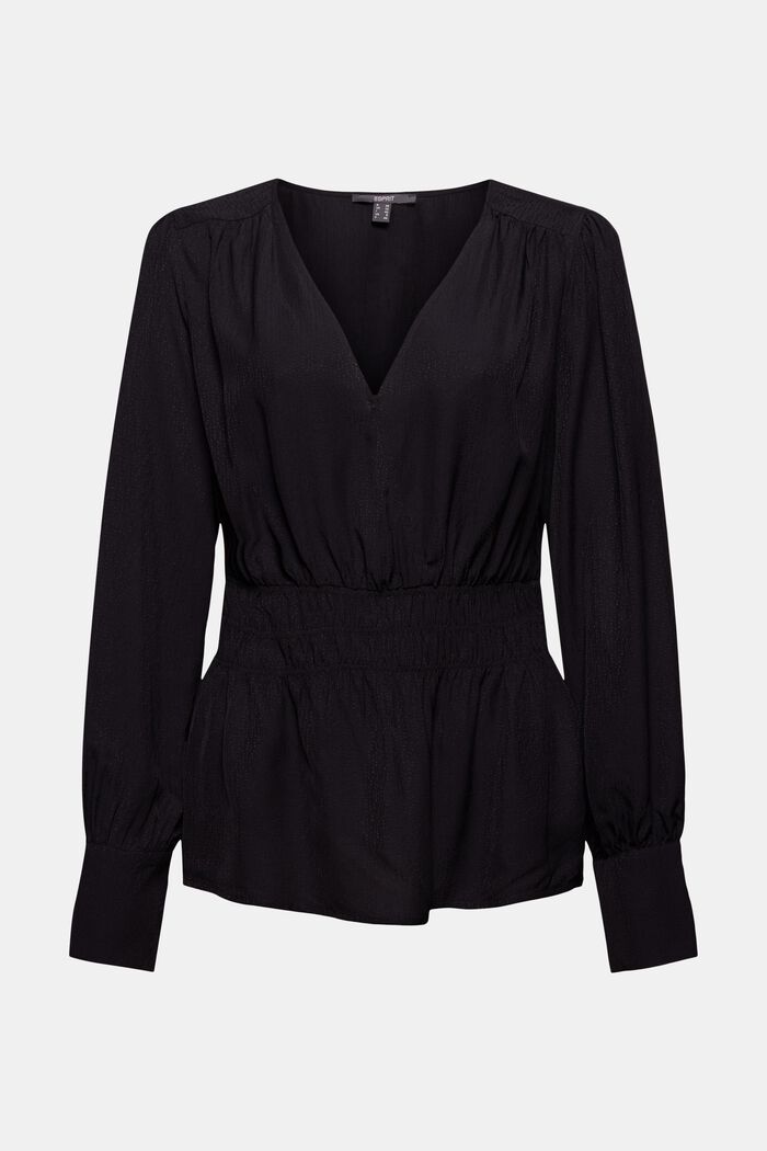 Wrap-over effect blouse, LENZING™ ECOVERO™, BLACK, overview