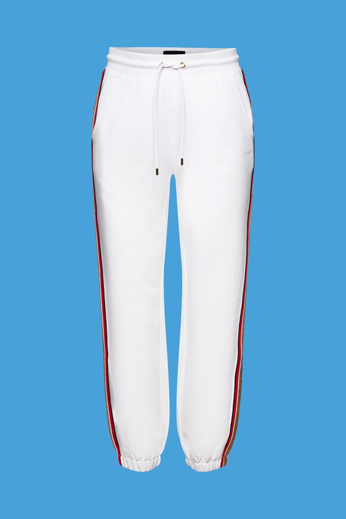 Striped Cotton Track Pants, WHITE, detail image number 6