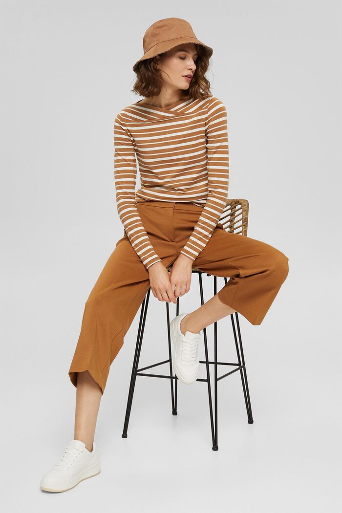 In a TENCEL™/ modal blend: Striped shirt, CARAMEL, overview