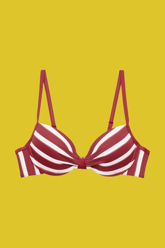 Padded and underwired bikini top with stripes, DARK RED, detail image number 4