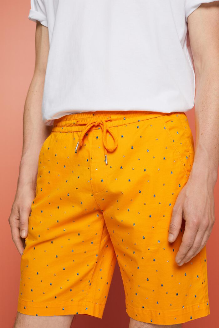 Patterned pull-on shorts, stretch cotton, BRIGHT ORANGE, detail image number 2