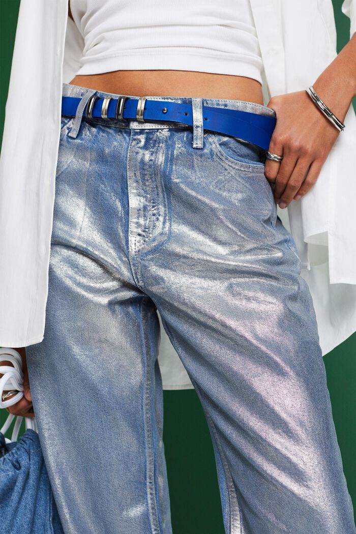 High-Rise Metallic Retro Straight Jeans, GREY RINSE, detail image number 3