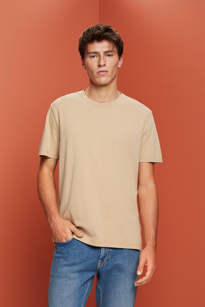 Garment-dyed jersey t-shirt, 100% cotton, SAND, detail image number 0