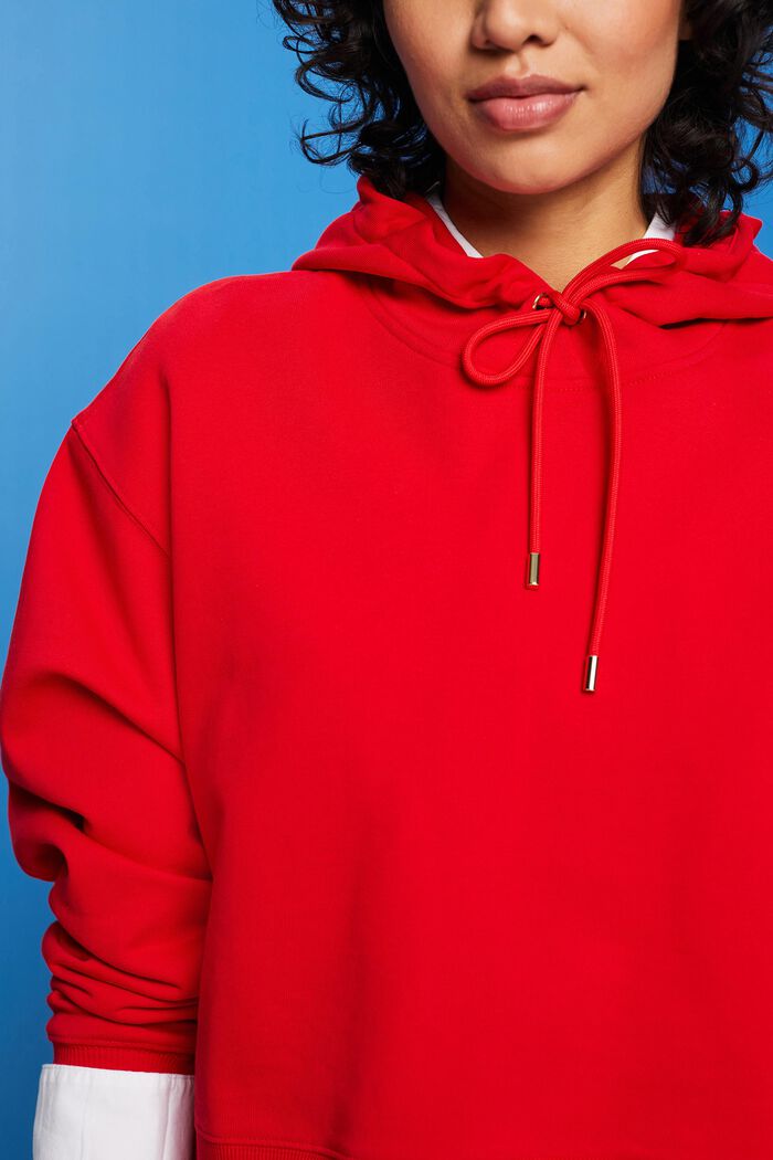 Cropped hoodie, 100% cotton, RED, detail image number 2