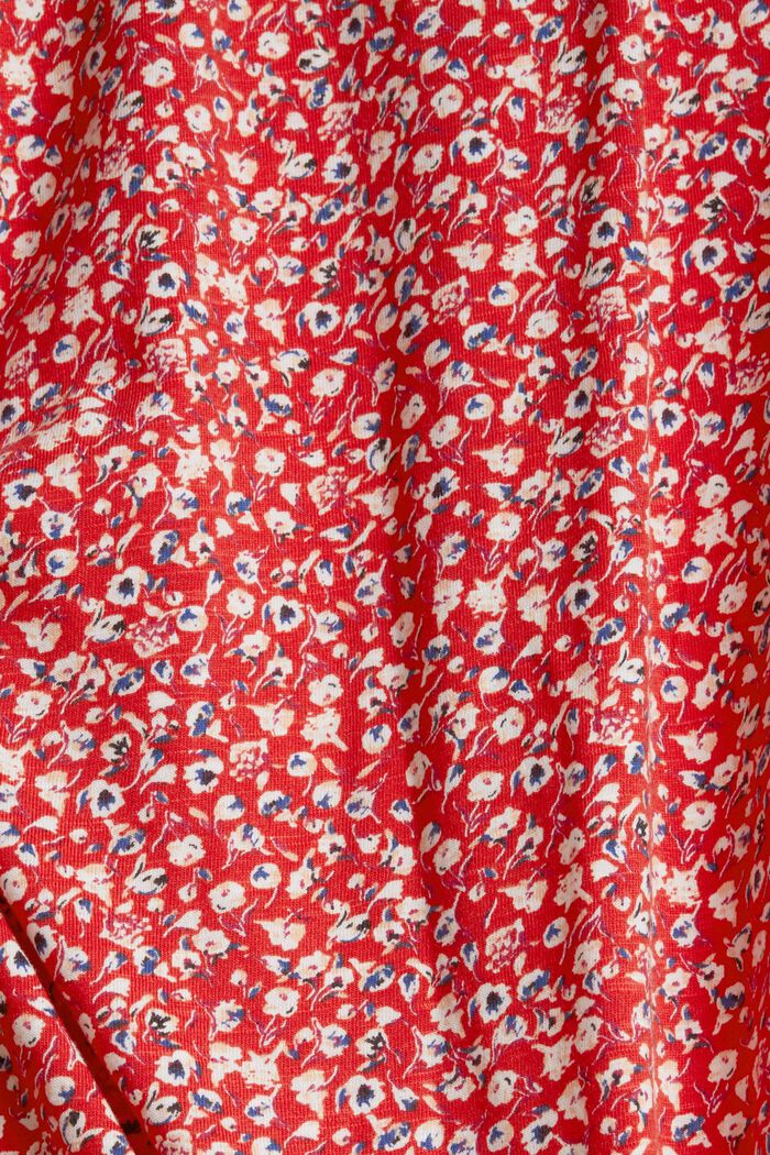 Long sleeve top in a blouse look made of blended organic cotton, RED, detail image number 1