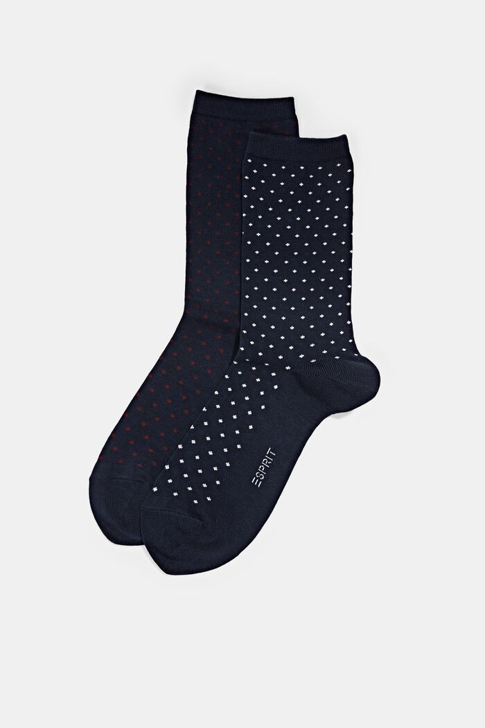 2-pack of polka dot socks, organic cotton, MARINE, detail image number 0
