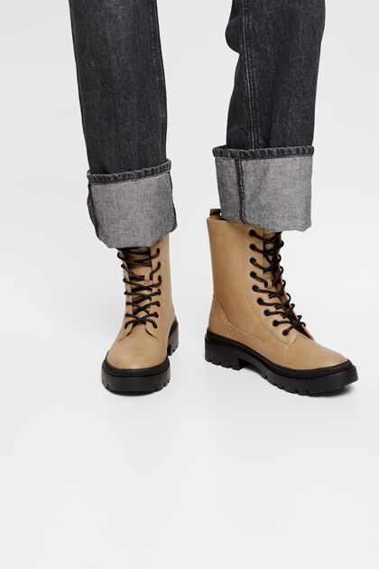 Vegan: faux suede lace-up boots