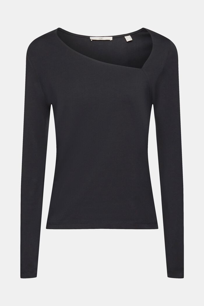 Long-sleeved top with asymmetric neckline