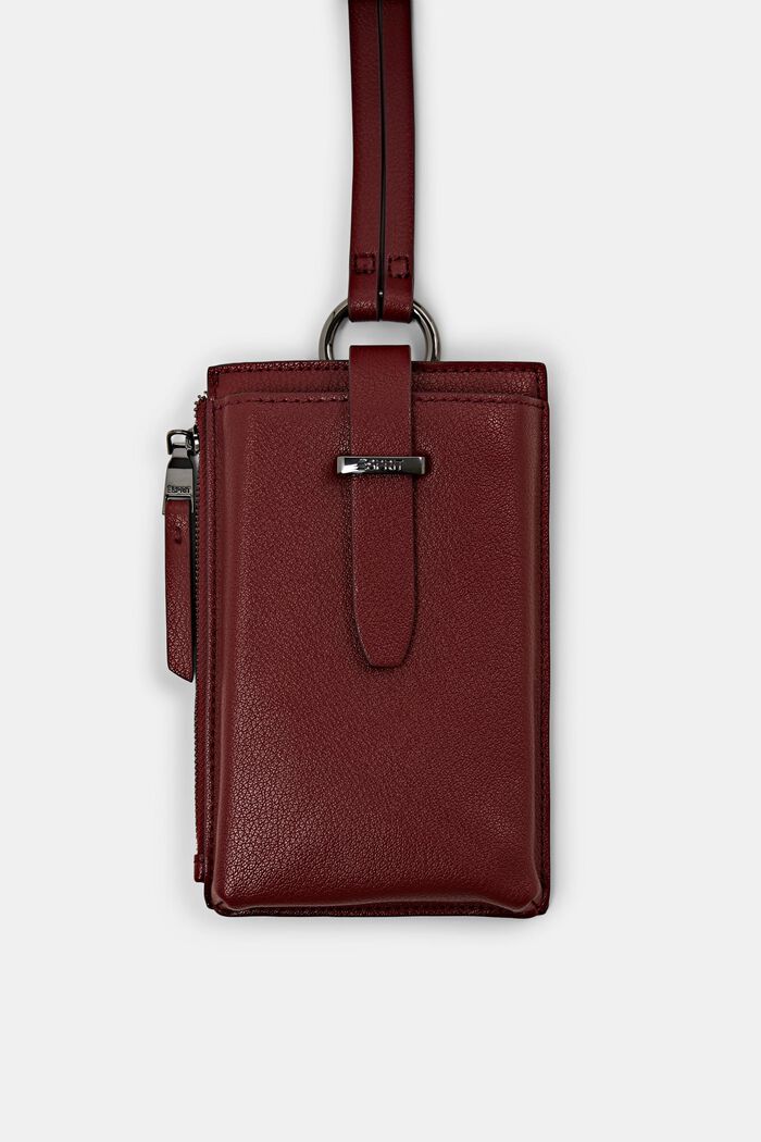 Smartphone bag in faux leather, GARNET RED, detail image number 0