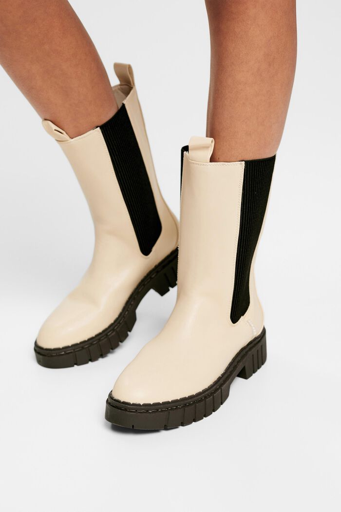 Broad faux leather boots