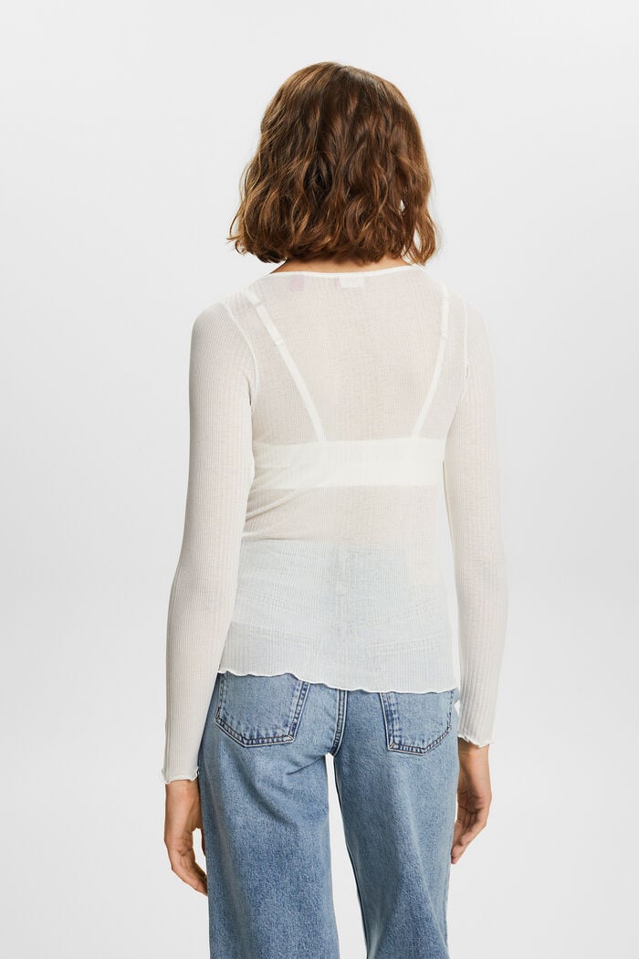 Sheer Ribbed Top, OFF WHITE, detail image number 4