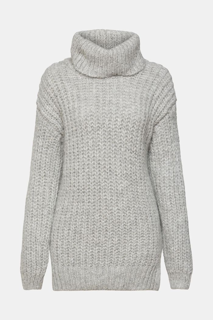 Chunky roll neck jumper with alpaca and wool, LIGHT GREY, detail image number 6