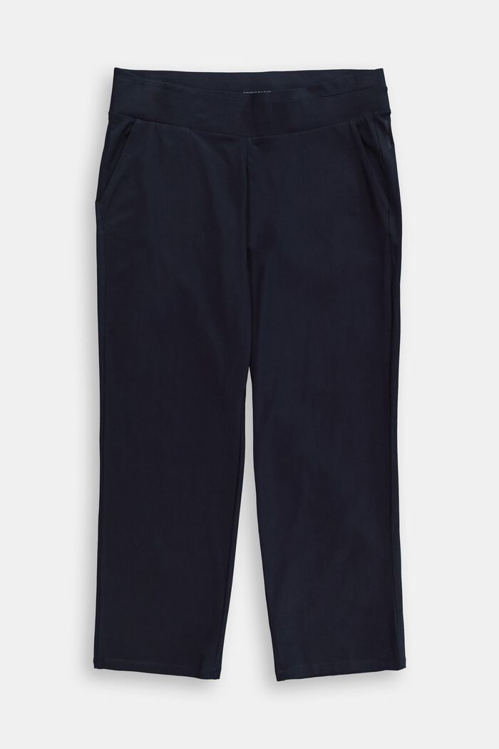 CURVY jersey trousers made of organic cotton, NAVY, overview