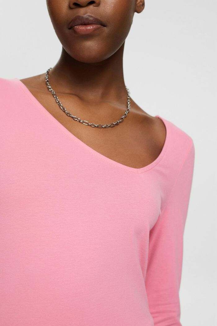 Long-sleeved top with asymmetric neckline, PINK, detail image number 2