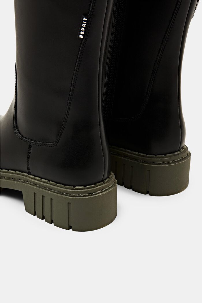 Vegan: faux leather platform boots, BLACK, detail image number 3