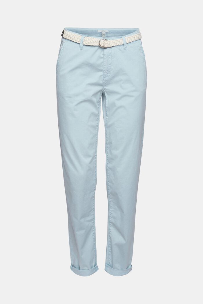 Chinos with braided belt, GREY BLUE, detail image number 6