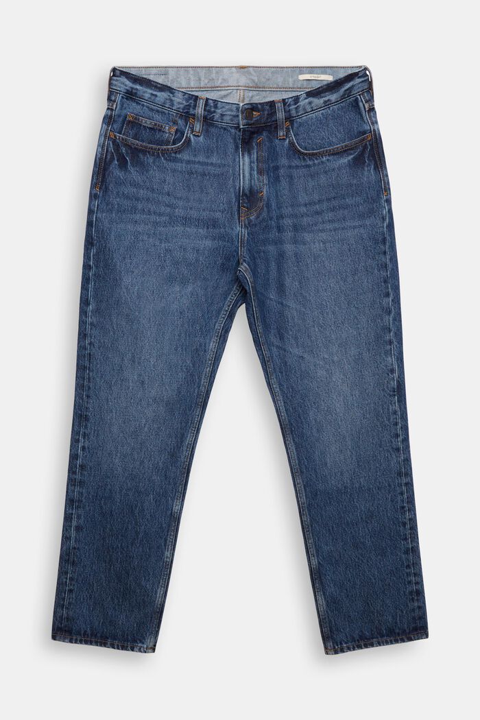 Straight-leg jeans made of sustainable cotton, BLUE DARK WASHED, overview