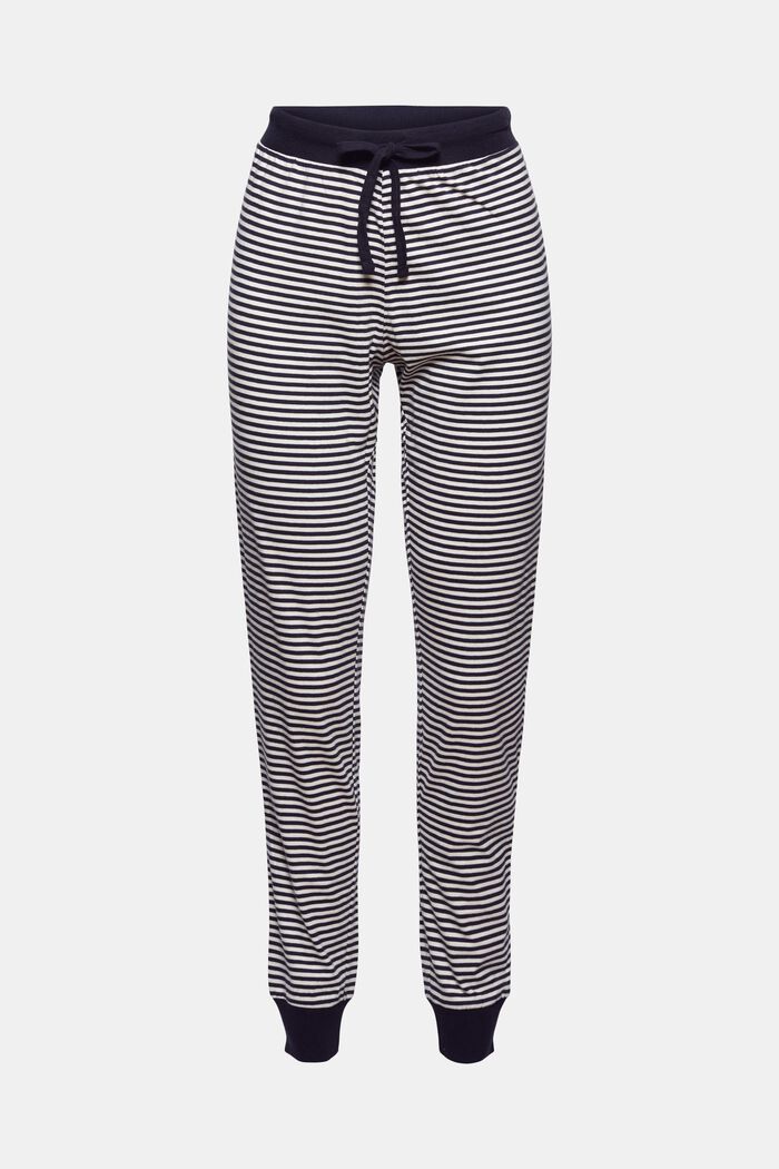 Jersey pyjama bottoms, organic cotton blend, NAVY, overview