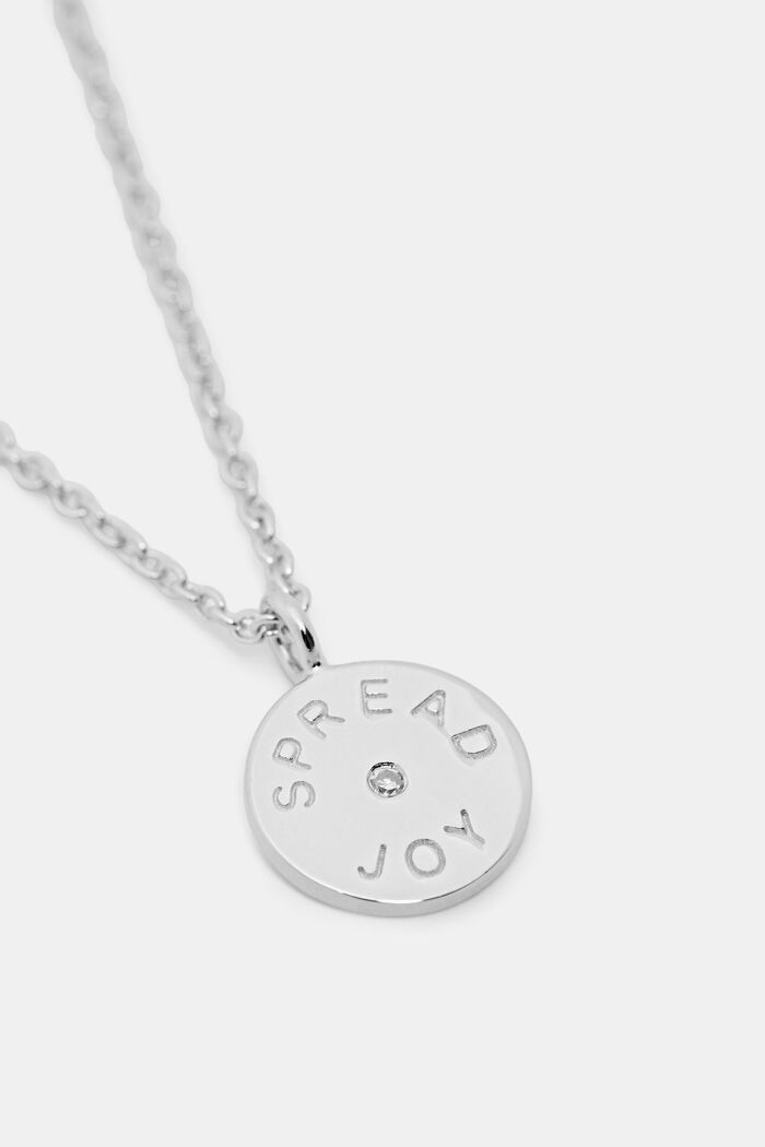 Engraved pendant necklace, sterling silver