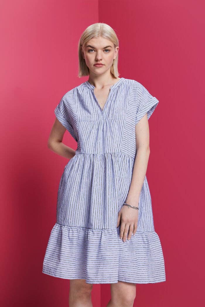 Striped dress, 100% cotton, BRIGHT BLUE, detail image number 0