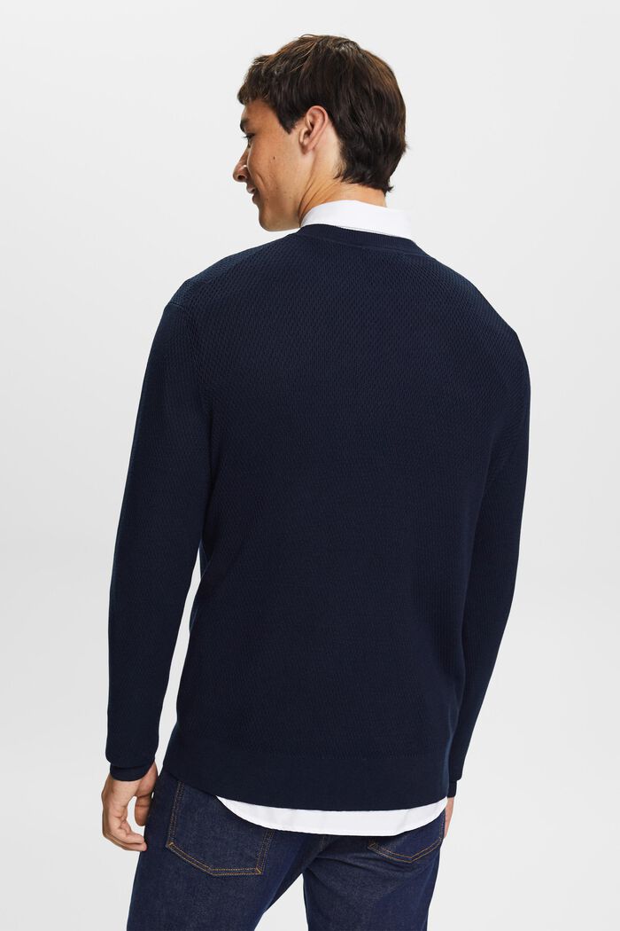 Structured Knit Crewneck Sweater, NAVY, detail image number 3