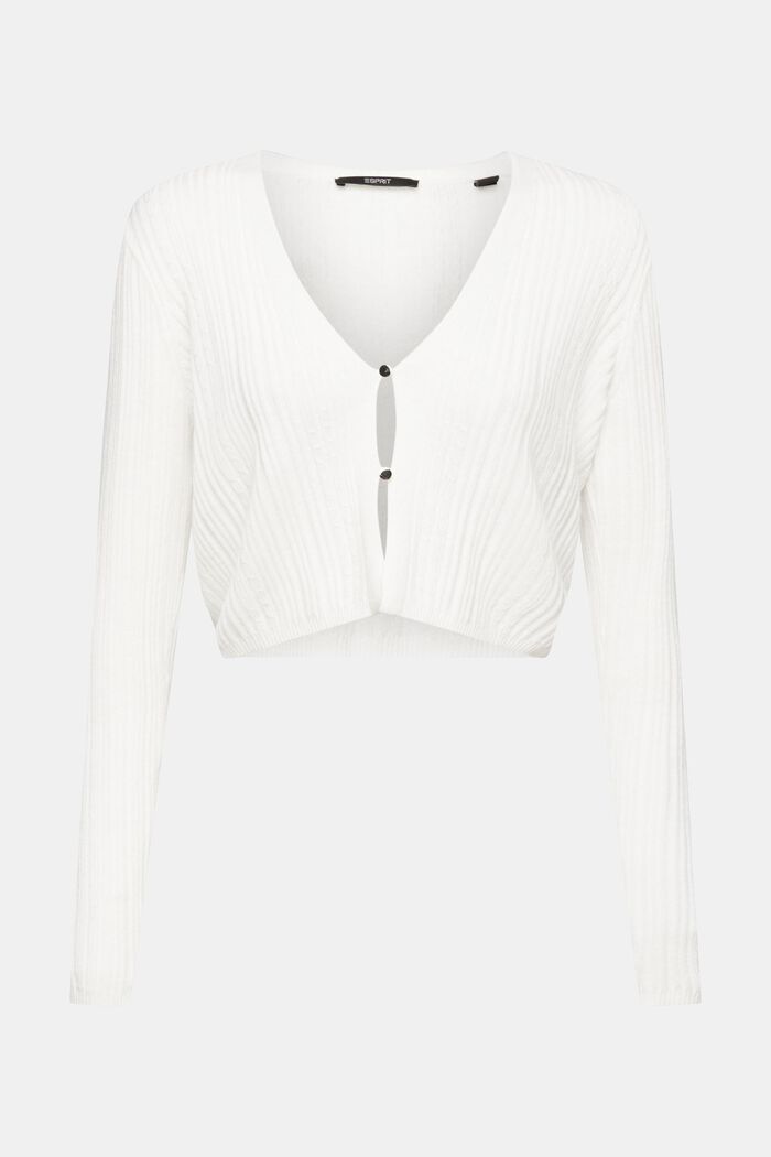 Cropped cardigan with ribbed pattern, OFF WHITE, detail image number 6